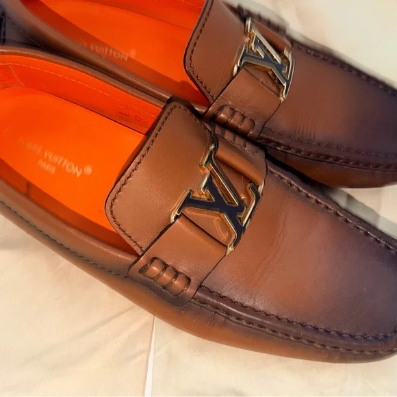 Used Louis Vuitton Men's Cognac Loafers